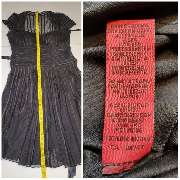 JS Collections Sweetheart Neck Ilussion Mesh and Satin Dress Size 10 Black - Picture 13 of 13